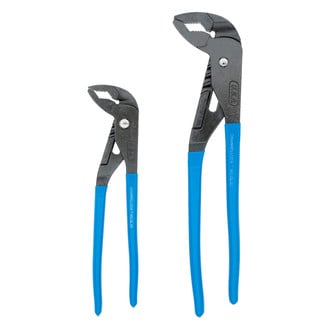 Channellock® - GripLock™ 2-piece 9-1/2" to 12-1/2" V-Jaws Dipped Handle Tongue & Groove Pliers Set