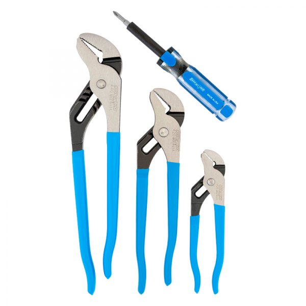 Channellock® - 4-piece 6-1/2" to 12" Straight Jaws Dipped Handle Tongue & Groove Pliers Set