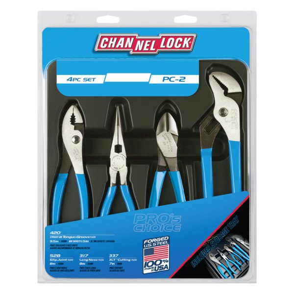 Channellock® - Pro's Choice™ 4-piece 7" to 9-1/2" Dipped Handle Mixed Pliers Set