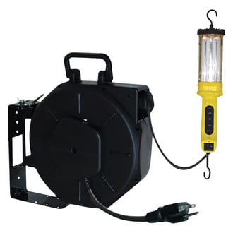 Cliplight® - 13 W Fluorescent Heavy Duty Corded Work Light with 40' SJTW Cord Reel
