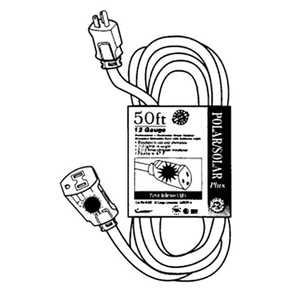 Coleman Cable® - POLAR SOLAR Plus™ Yellow Extension Cord with Single Outlet and Lighted End (50', 16 AWG)