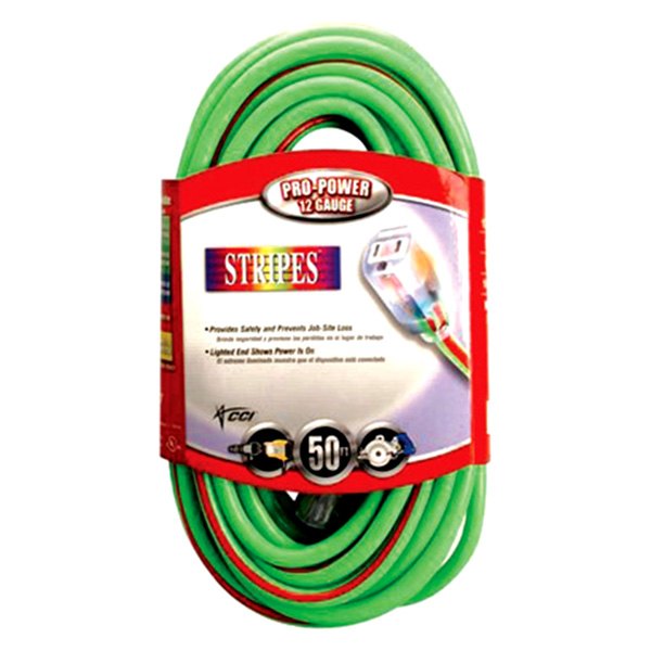 Coleman Cable® - Green/Red Extra Rugged High Visibility Extension Cord with Single Outlet (50', 12 AWG)