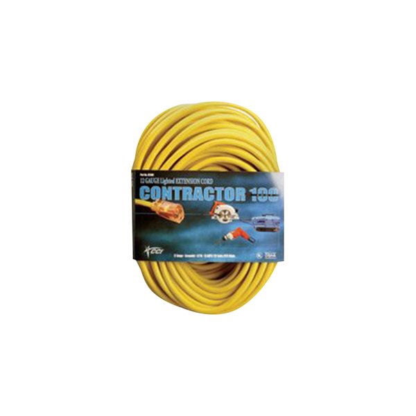Coleman Cable® - American Contractor™ Yellow Extension Cord with Single Outlet and Lighted End (100', 10 AWG)