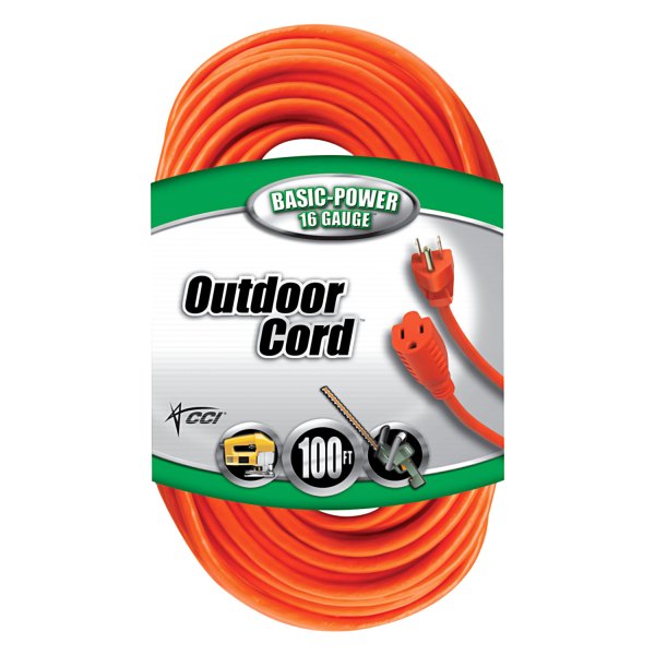 Coleman Cable® - Orange Extension Cord with Single Outlet (100', 16 AWG)