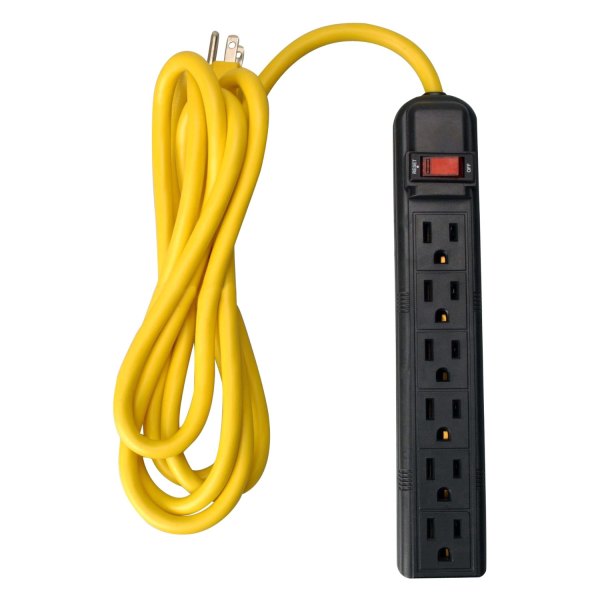 Coleman Cable® - 6-Outlet Black Power Strip with 8' Cord