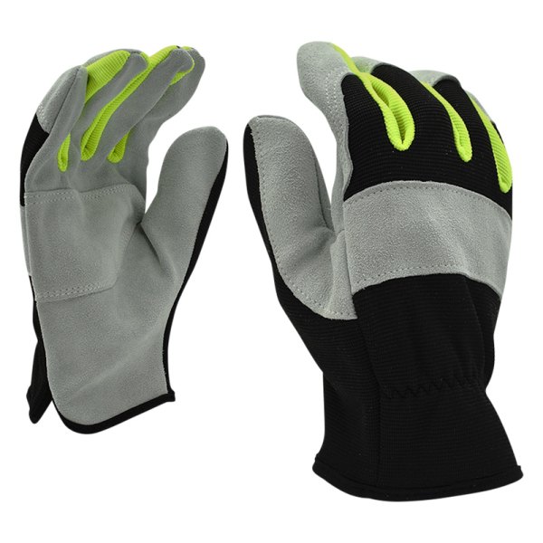 Cordova Safety® - X-Large Activity Hi-Viz Black/Gray/Yellow Split Cowhide Leather Gloves