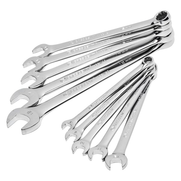 Crescent® - 10-piece 8 to 19 mm 12-Point Angled Head Chrome Combination Wrench Set