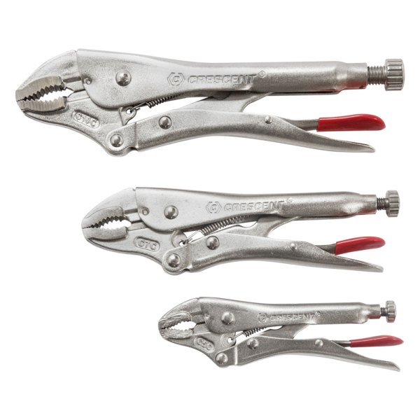 Crescent® - 3-piece 5" to 10" Metal Handle Curved Jaws Locking Pliers Set