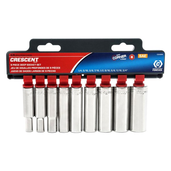Crescent® - 3/8" Drive 6-Point SAE Deep Socket Set 9 Pieces