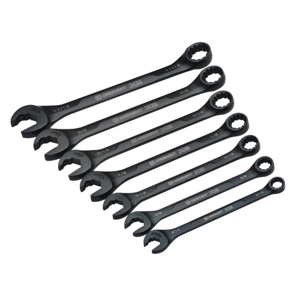 Crescent® - X6™ 7-piece 5/16" to 11/16" Spline Angled Head Ratcheting Open End Black Oxide Combination Wrench Set