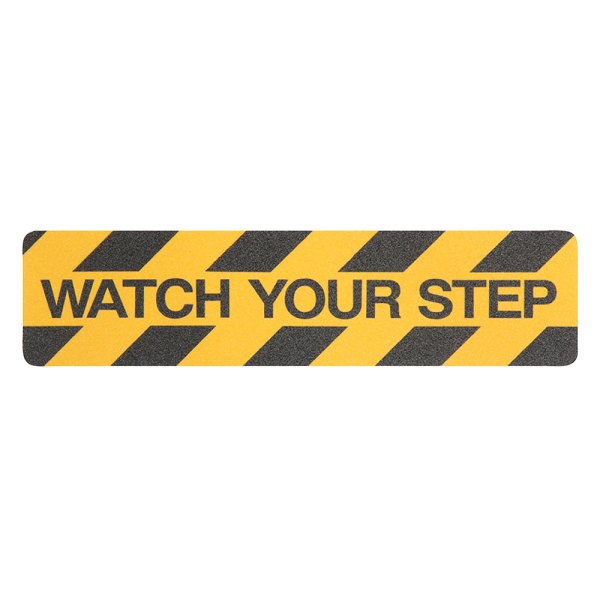 Datrex® - Safety Track™ 2' x 6" Black/Yellow Watch Your Step Safety Anti-Slip Tape