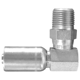Dayco® 108239 - HY/DC™ 1/2" x 3.00" Steel 90° Bent Tube Male Swivel Permanent Crimp Coupling w/o 30° Internal Chamfer