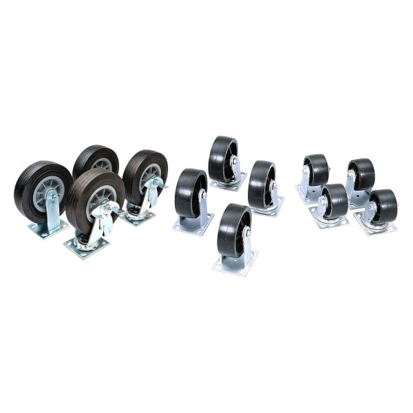 Delta® - 5" Black Solid Polypropylene Heavy Duty Casters Set with Brakes