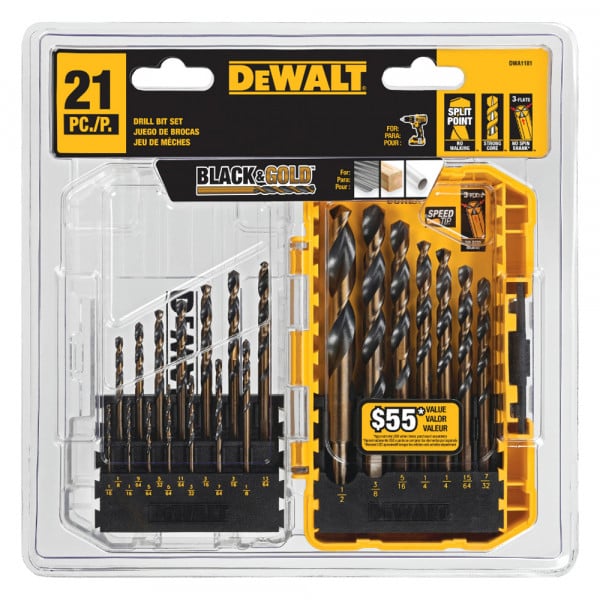 DeWALT® DW1167 - 17-Piece Pilot Point™ Black & Gold Oxide HSS