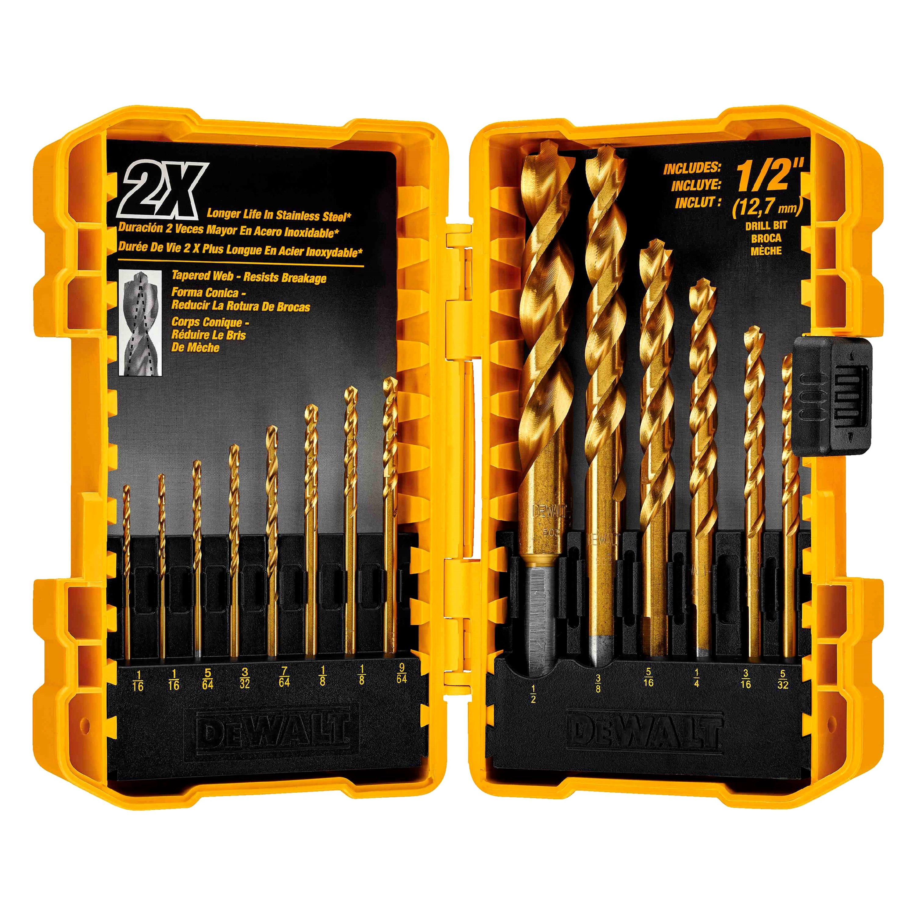 DeWALT® DW1354 - 14-Piece IMPACT READY™ HSS Titanium Drill Bit Set