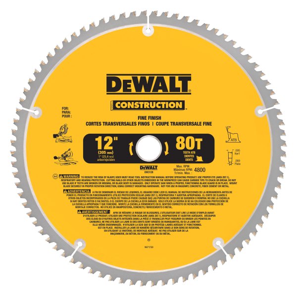 DeWALT® - CONSTRUCTION™ 12" 60T Steel ATB Large Diamater Circular Saw Blade