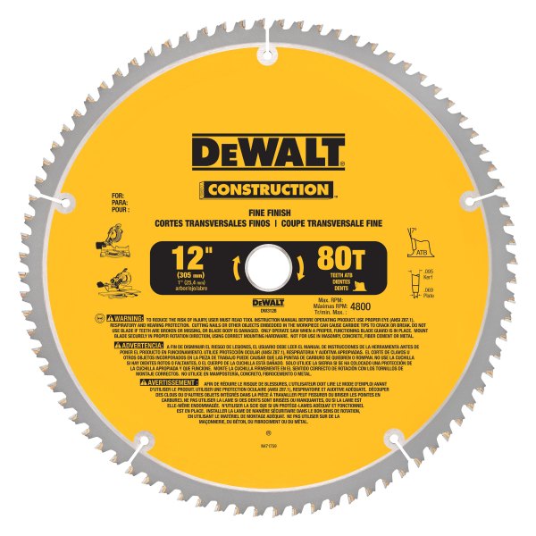DeWALT® - CONSTRUCTION™ 12" 60T Steel ATB Large Diamater Circular Saw Blade