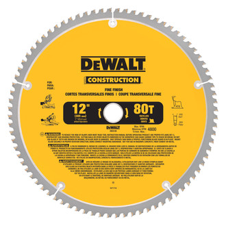 DeWALT® DW3128 - CONSTRUCTION™ 12" 80T Steel ATB Large Diamater Circular Saw Blade