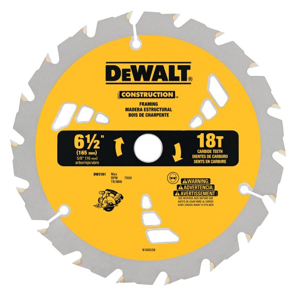 DeWALT® - CONSTRUCTION™ 7-1/4" 18T ATB Portable Circular Saw Blade with Carbide Teeth