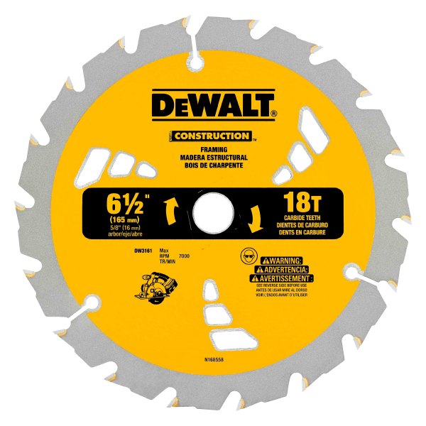 DeWALT® - CONSTRUCTION™ 7-1/4" 18T ATB Portable Circular Saw Blade with Carbide Teeth