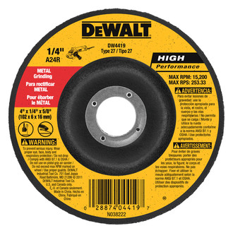 DeWALT® - HP™ 4-1/2" Aluminum Oxide Type 27 Metal Grinding Wheel