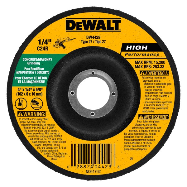DeWALT® - HP™ 4-1/2" x 1/4" x 7/8" Silicon Carbide Type 27 Concrete/Masonry Grinding Wheel
