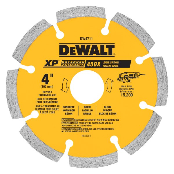 DeWALT® - XP™ 4-1/2" Segmented Dry and Wet Cut Diamond Saw Blade
