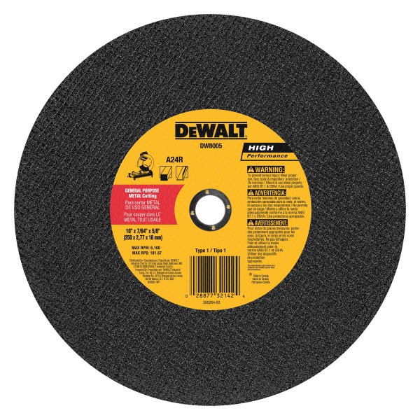 DeWALT® - HP™ 14" x 7/64" x 1" Aluminum Oxide Type 41 General Purpose Chop Saw Metal Cut-Off Wheel