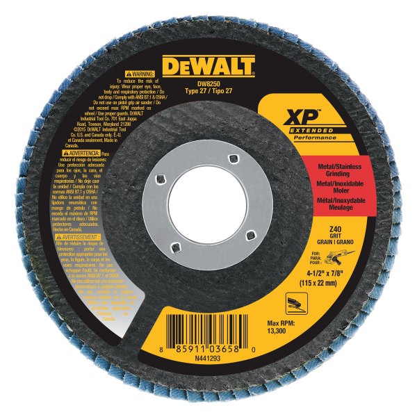 DeWALT® - XP™ 4-1/2" 60 Grit Zirconia High Density Type 27 Flap Disc