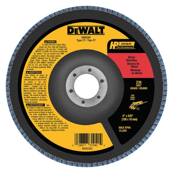 DeWALT® - HP™ 6" 60 Grit Zirconia Type 27 Flap Disc