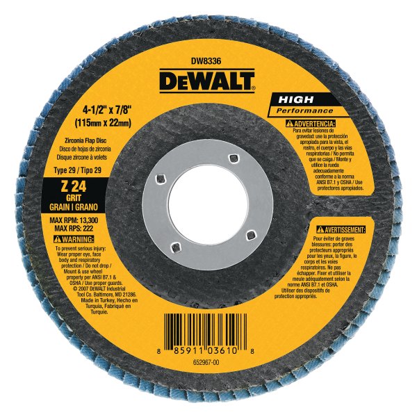 DeWALT® - HP™ 4-1/2" x 7/8" 60 Grit Zirconia Type 29 Flap Disc