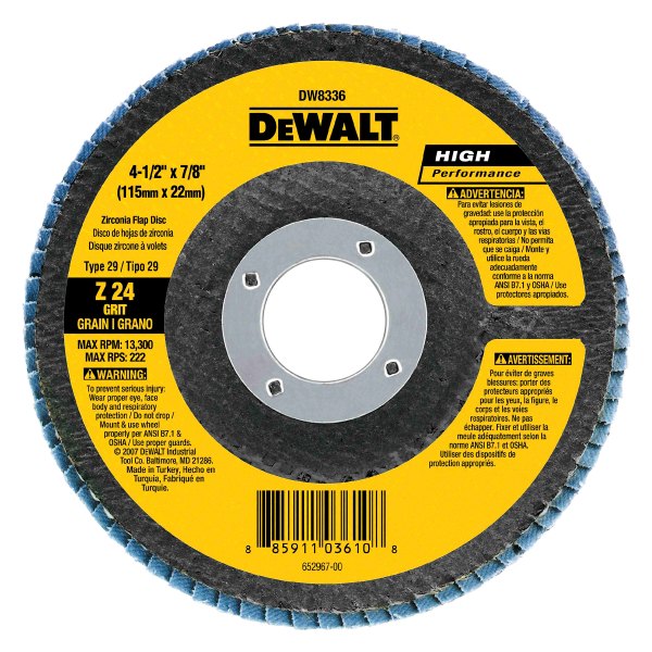 DeWALT® - HP™ 4-1/2" x 5/8"-11 60 Grit Zirconia Type 29 Flap Disc