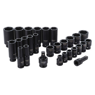 DeWALT® - DirectTorque™ 1/2" Drive SAE 6-Point Standard and Deep Impact Socket Set (28 Pieces)