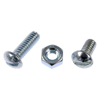 Dorman® 784-608 - AutoGrade™ 1/4"-20 x 1/2" Steel Zinc-Plated Slotted Round Head SAE Machine Screws with Nuts (6 Pieces)