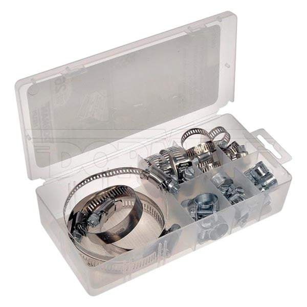 thumbnail interactive-video image 1 of 20-Piece Large Stainless Steel Hose Clamp Assortment Kit With Storage Case - Store House 1 of 3