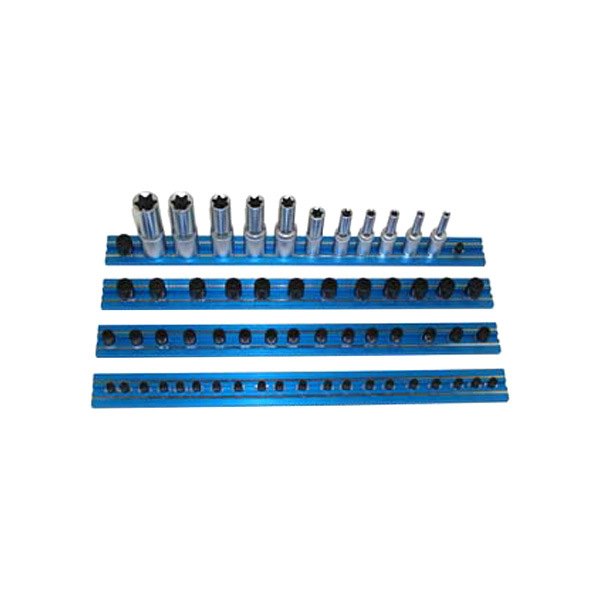 VIM Tools® - Magrail TL 1/2" Drive 12" 12-Slot Blue Magnetic Socket Rail with 12-1/2" Studs