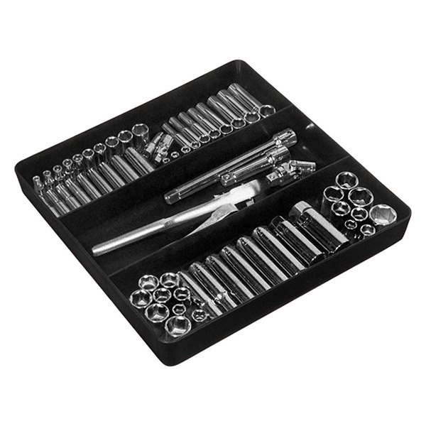 Ernst® - 10.5" x 10.5" Plastic Black 3-Compartment Organizer Parts Tray