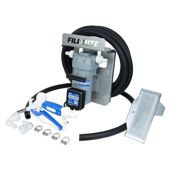 Fill-Rite® - DF Series 8 GPM 12 V DC DEF Transfer Pump with IBC Mount Automatic Nozzle and In-Line Digital Turbine Meter
