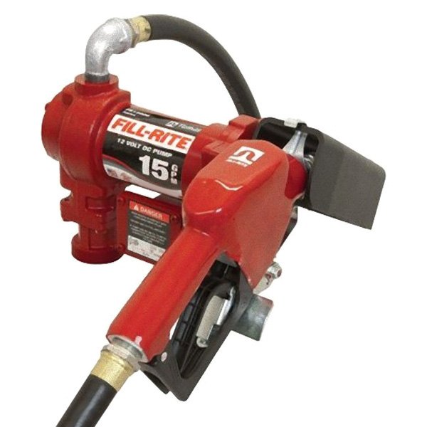 Fill-Rite® - FR1200 Series 15 GPM 12 V DC Automatic Shut-Off Fuel Transfer Pump with Hose and Ultra Hi-Flo Automatic Nozzle
