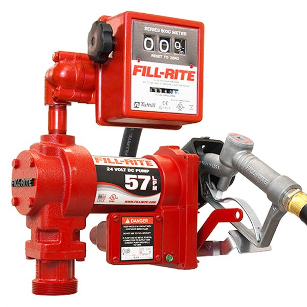 Fill-Rite® - 1200C Series 15 GPM 24 V DC Fuel Transfer Pump with Hose, Manual Nozzle and with Mechanical Liter Meter
