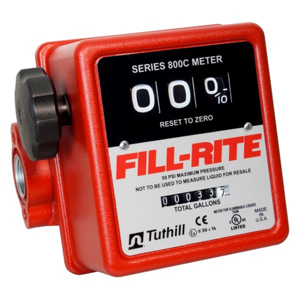 Fill-Rite® - 800C Series 20 GPM Gallons Mechanical 3-Wheel Fuel Transfer Meter with 3/4" Inlet/Outlet