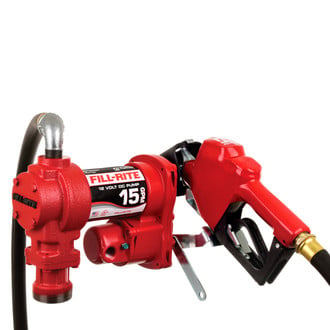 Fill-Rite® - FR1200 Series 15 GPM 12 V DC Heavy-Duty Fuel/Mineral Spirits Transfer Pump with Automatic Nozzle