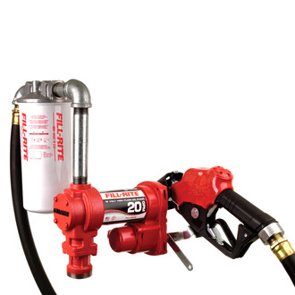 Fill-Rite® - FR4200 Series 20 GPM 12 V DC Heavy-Duty Fuel/Mineral Spirits Transfer Pump with Ultra Hi-Flow Auto Nozzle and Filter