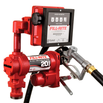 Fill-Rite® - FR4200 Series 20 GPM 12 V DC Heavy-Duty Fuel/Mineral Spirits Transfer Pump with Mechanical Meter and Manual Nozzle