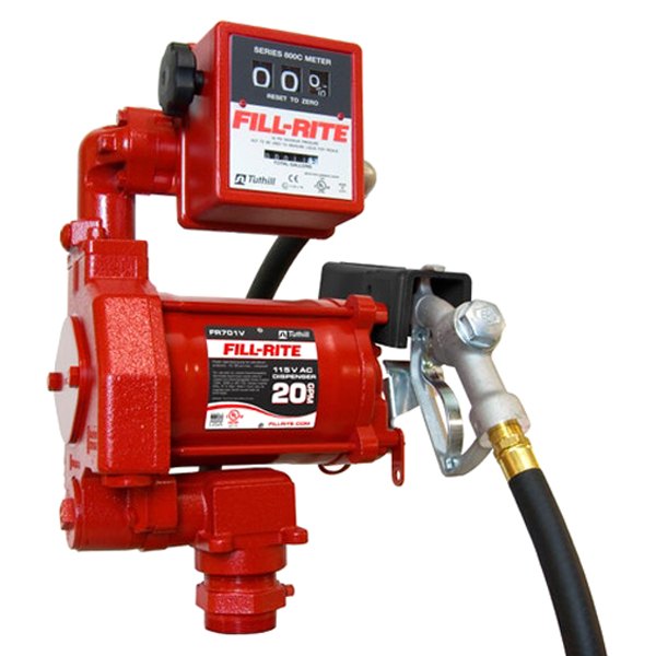 Fill-Rite® - FR700 Series 15 GPM 115 V AC Heavy-Duty Fuel Transfer Pump with 807C Gallon Mechanical Meter and Hose
