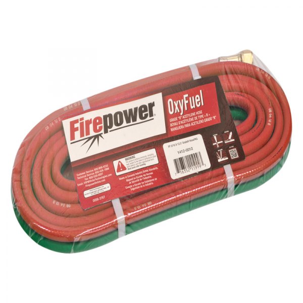 Firepower® - OxyFuel™ 3/16" x 12.5' Grade R Acetylene Welding Hose