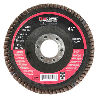 Firepower® 1423-2221 - 4-1/2" x 5/8"-11 60 Grit Zirconia Alumina Type 29 Flap Disc with Hub
