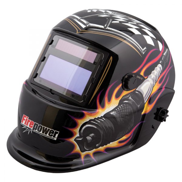 Firepower® - "Piston and Plug" Print Solar Auto-Darkening Welding Helmet