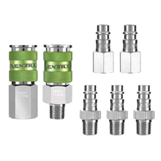 Flexzilla® - Pro™ 1/4" x 1/4" H-Style Steel/Aluminum Quick Coupler Body/Plug, 7 Pieces