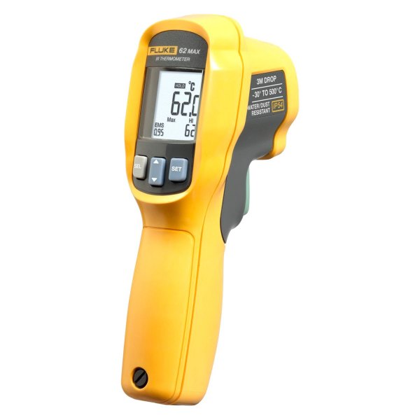 Fluke Electronics® - 62 MAX+™ Handheld Dual Laser Infrared Thermometer (-22°F to 1202°F)